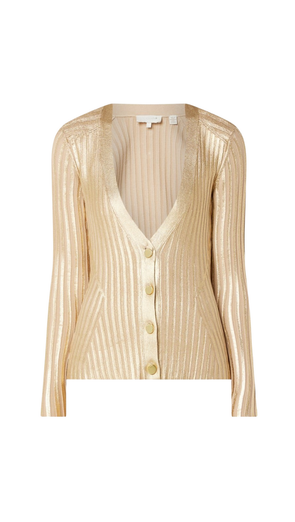 AIIZIE GERTI FOIL RIBBED BODY-CON MIDI DRESS IN GOLD - product image
