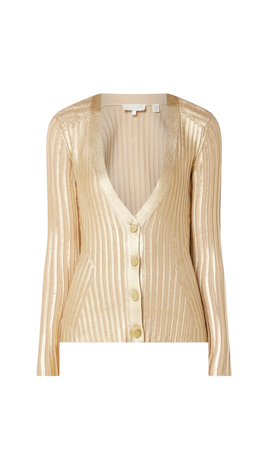 Gerti – Figurbetontes Midikleid mit Folienrippenmuster in Gold