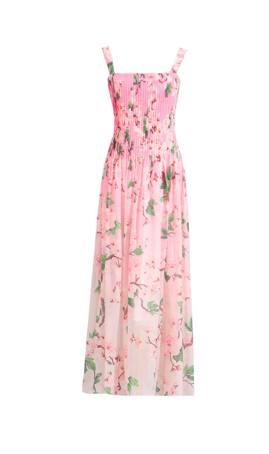 xaviera pleated silk chiffon gown in pink