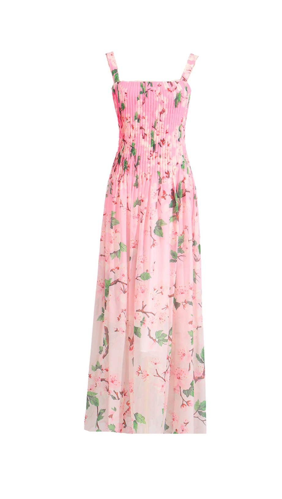 XAVIERA PLEATED SILK CHIFFON GOWN IN PINK