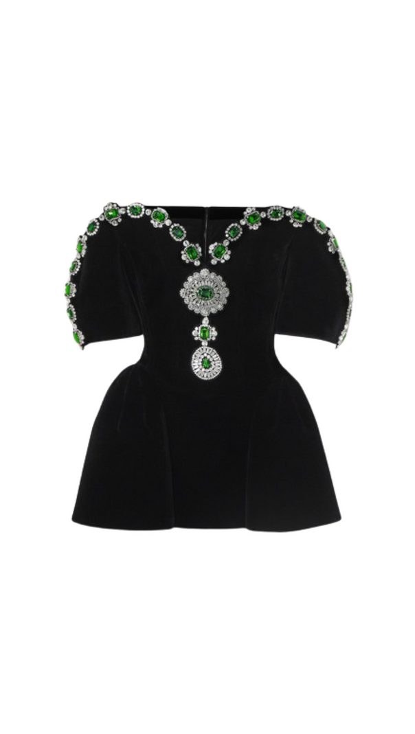 AIIZIE CRYSTAL EMBELLISHED STRAPLESS MINI DRESS IN BLACK - product image