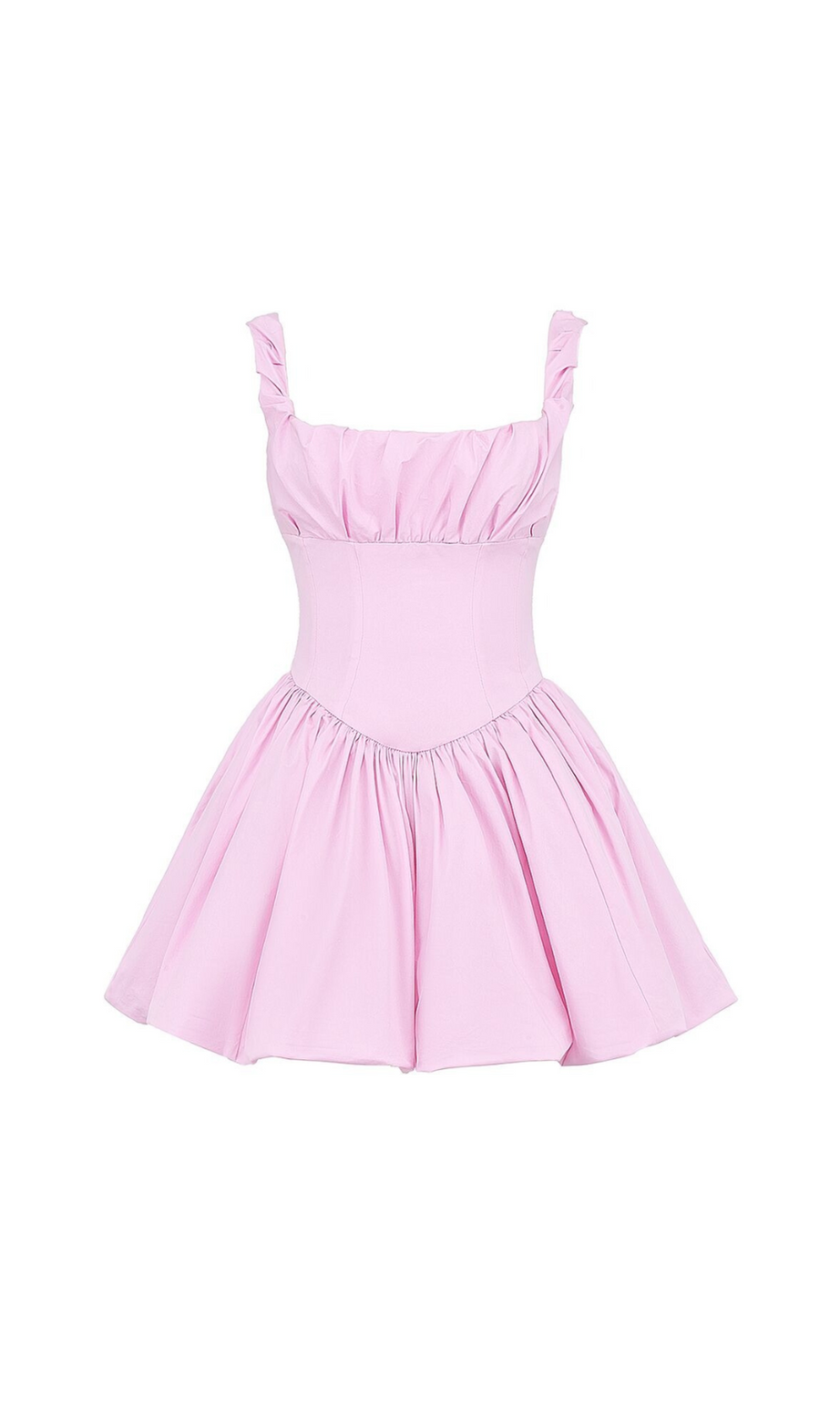 Mini abito in tulle di cotone color zucchero filato rosa