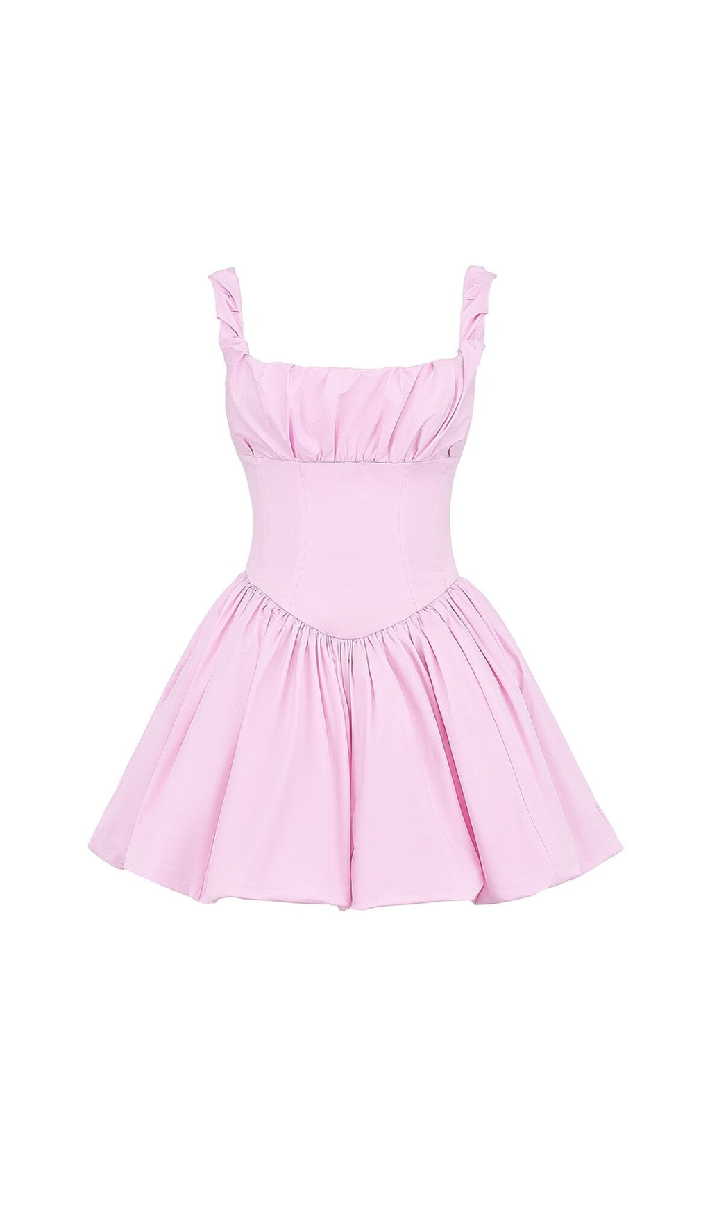 Mini abito in tulle di cotone color zucchero filato rosa