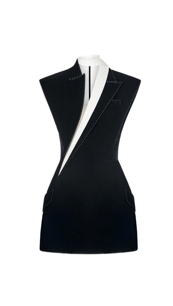 AIIZIE SHOULDER PAD BLACK MINI DRESS - product image