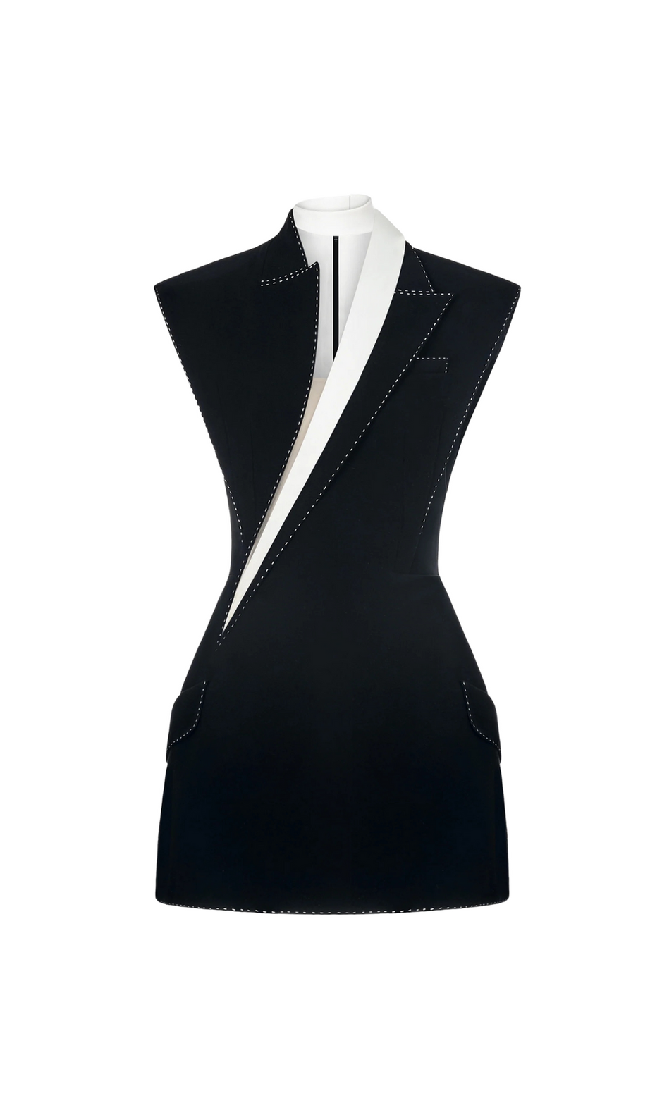 Schwarzes Minikleid mit Schulterpolstern