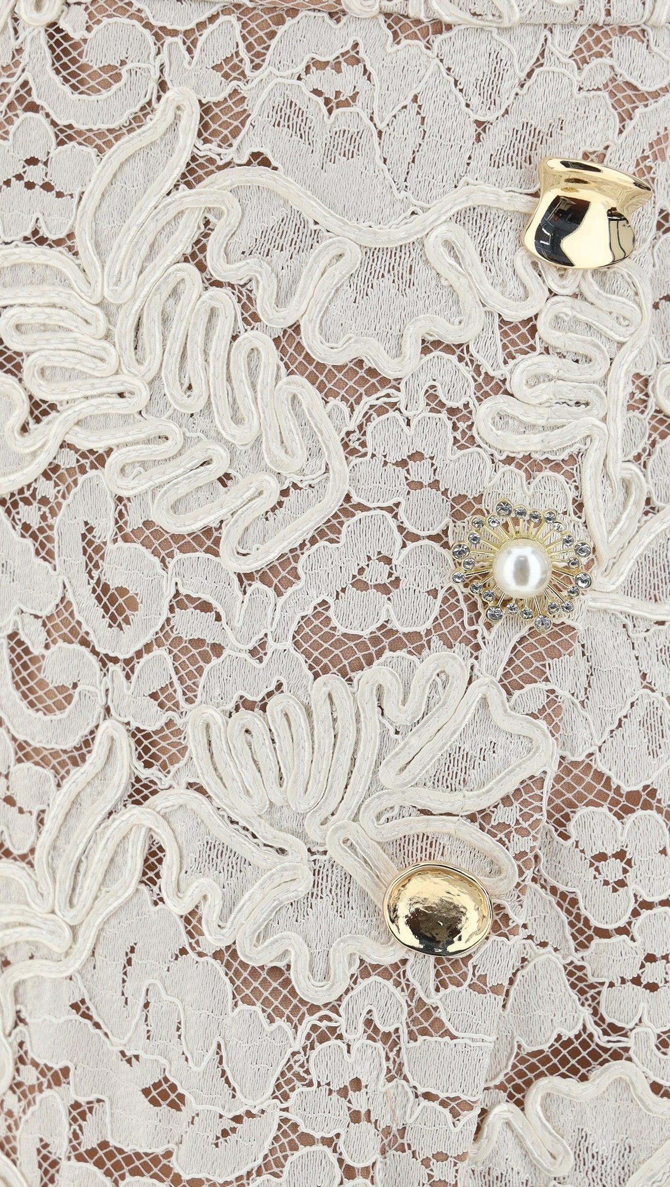 CREAM CORD LACE MINI DRESS