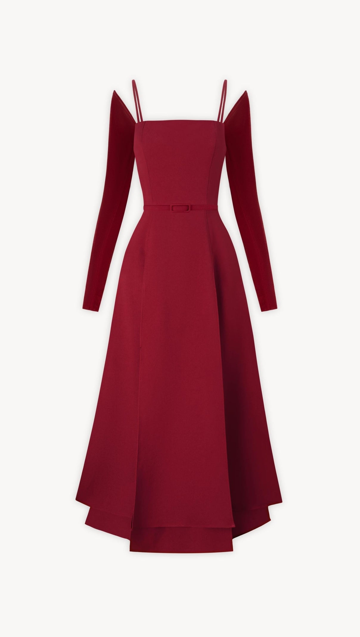AIIZIE PHANTOM FRINGED MIDI DRESS IN RED - product image
