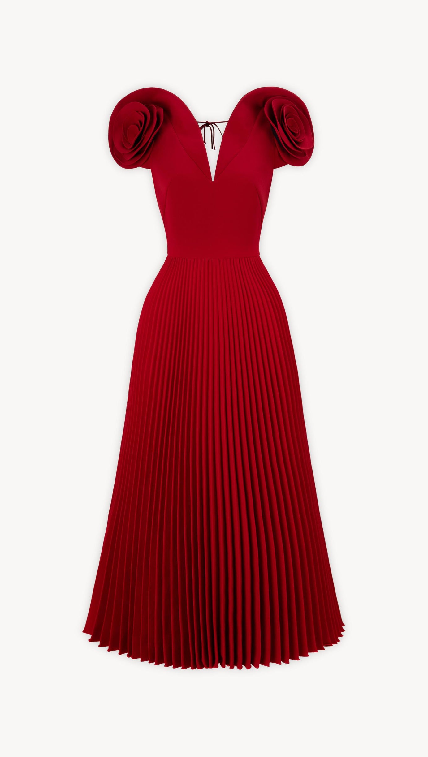 RHAPSODY FLORAL EMBELLISHED PLEATED MIDI DRESS