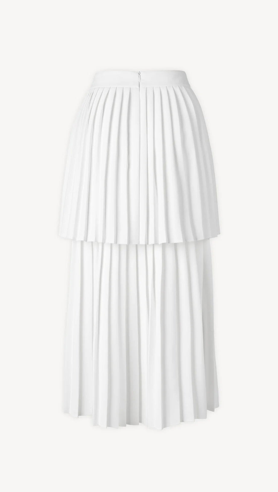 COMPLETO CON GONNA A STRATI PLISSETTATA SENZA MANICHE IN BIANCO