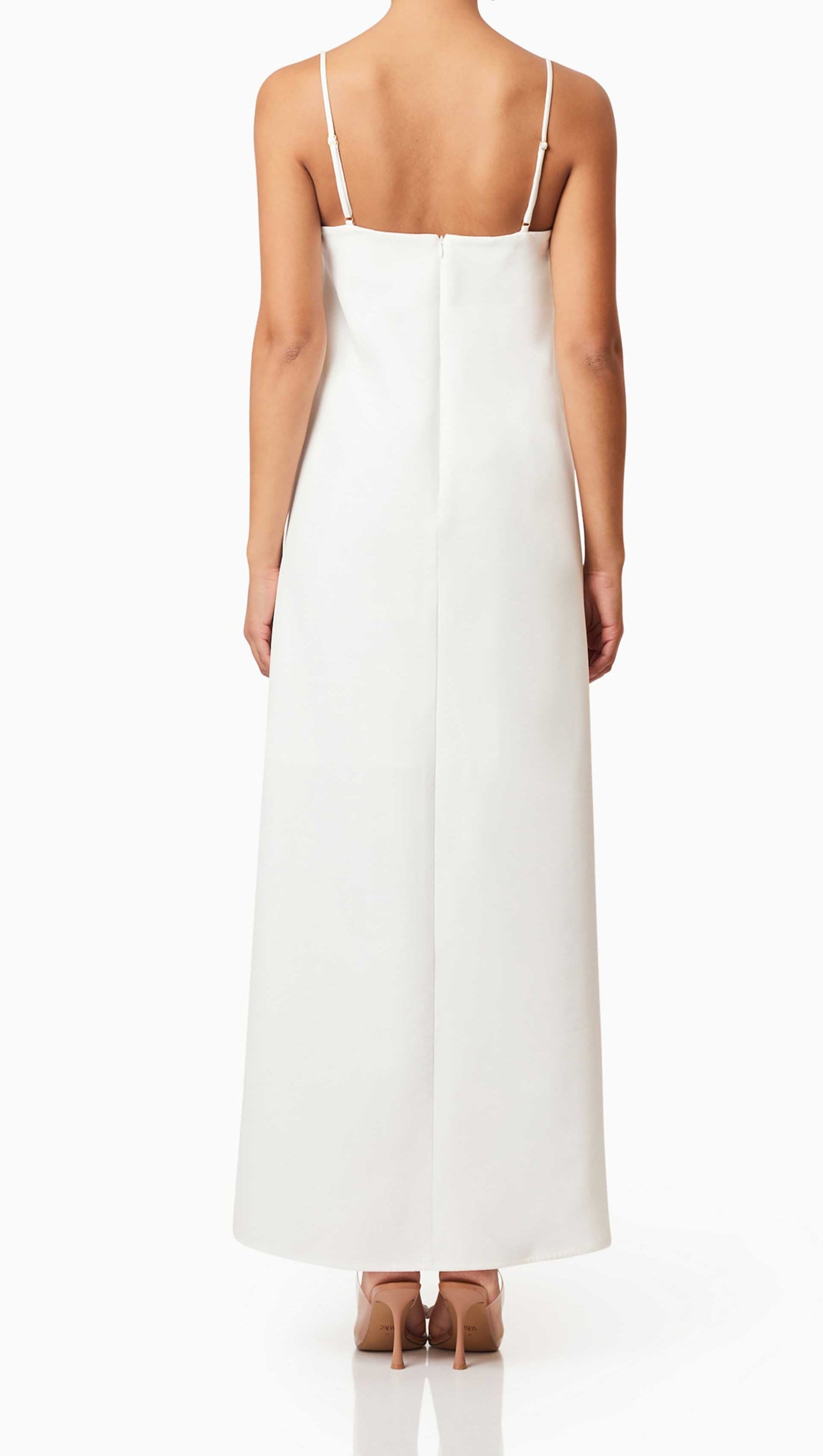 AIIZIE JUDY BUTTERCUP EMBROIDERED MAXI DRESS IN WHITE - product image