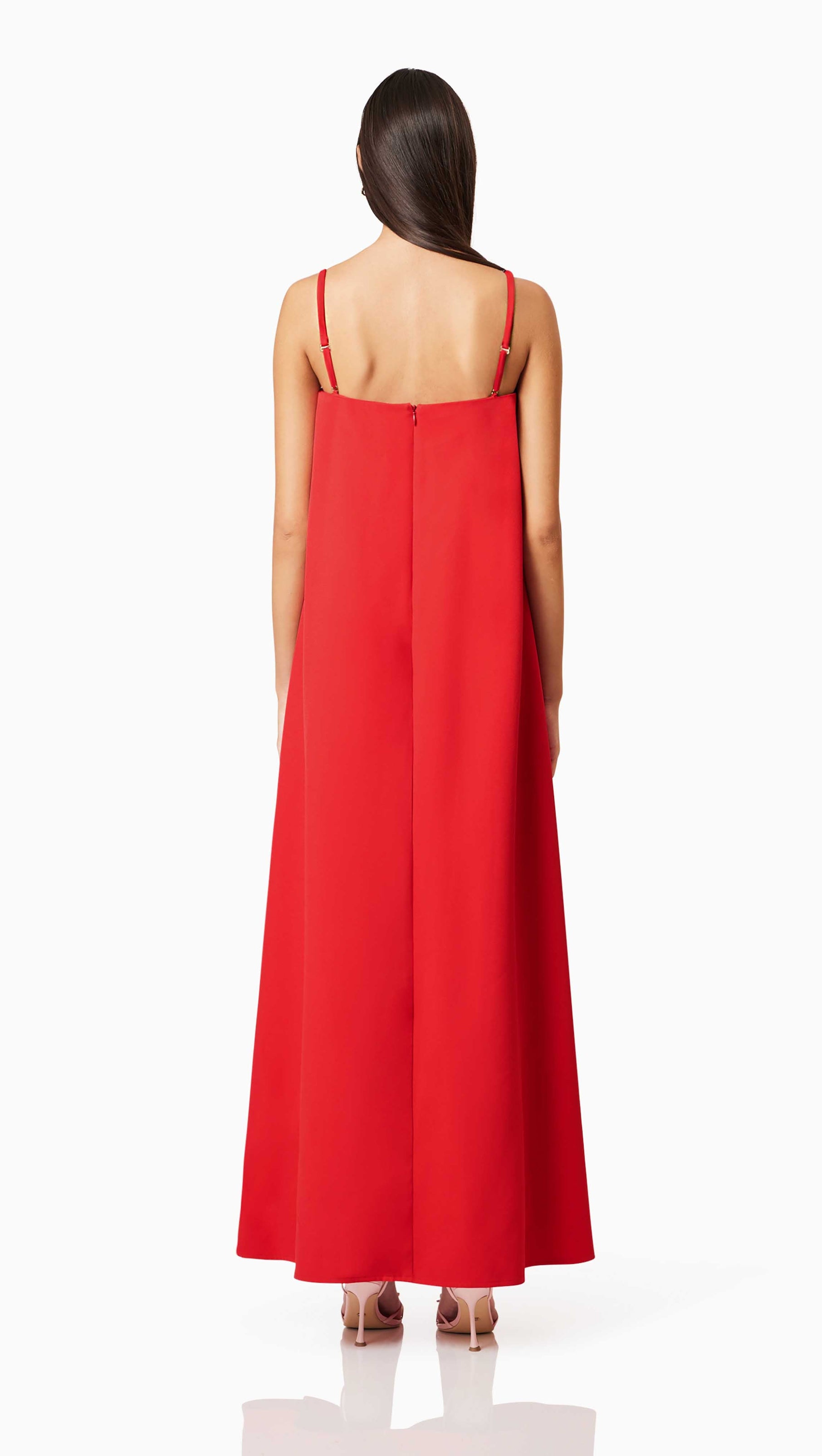 AIIZIE JUDY BUTTERCUP EMBROIDERED MAXI DRESS IN RED - product image