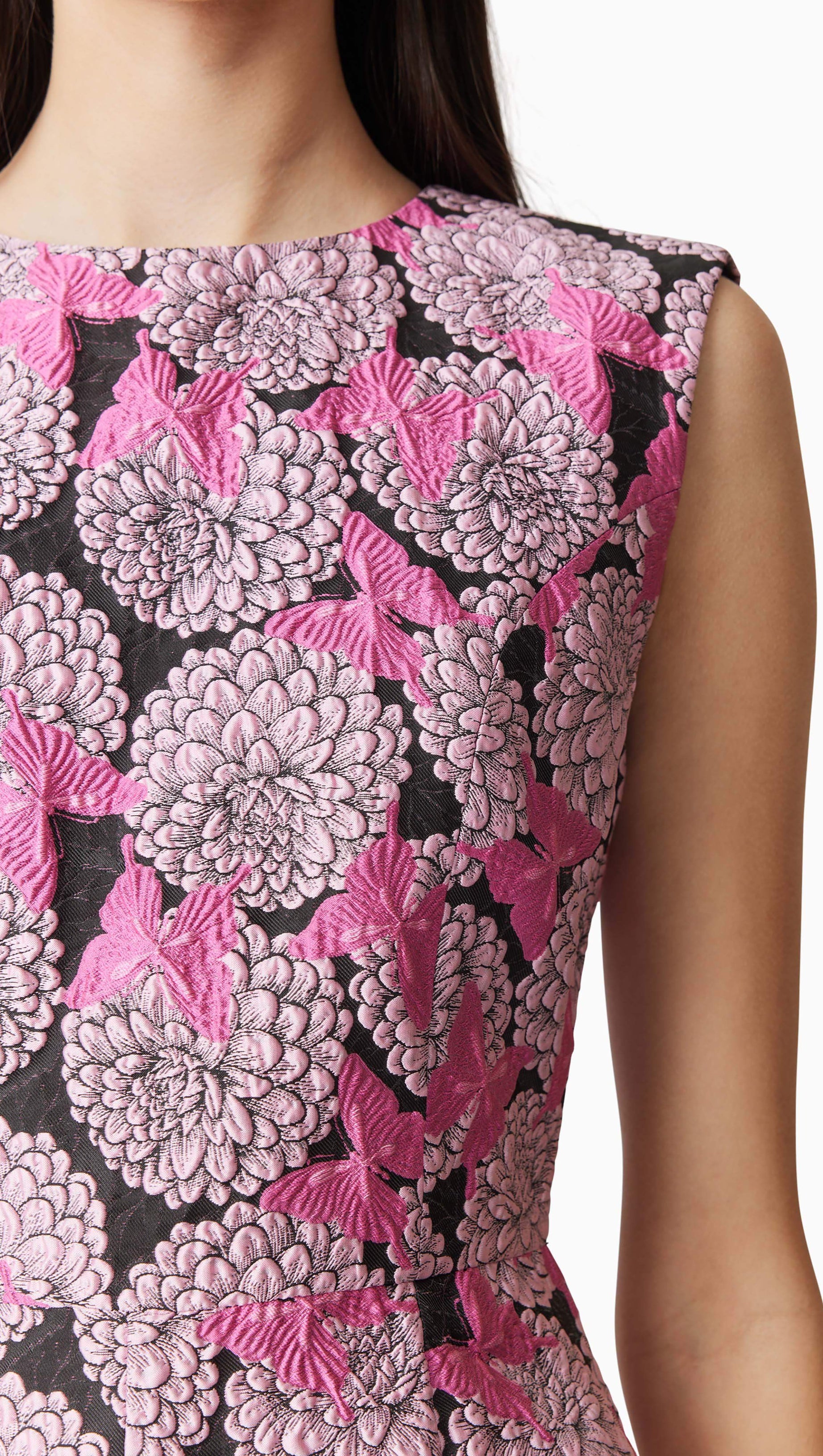 AIMEE BUTTERFLY EMBROIDERY A-LINE MINI DRESS IN PINK