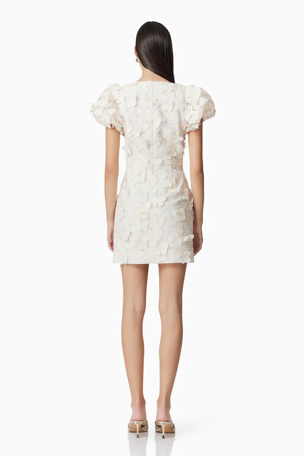 Butterfly Appliqué Mini dress in cream