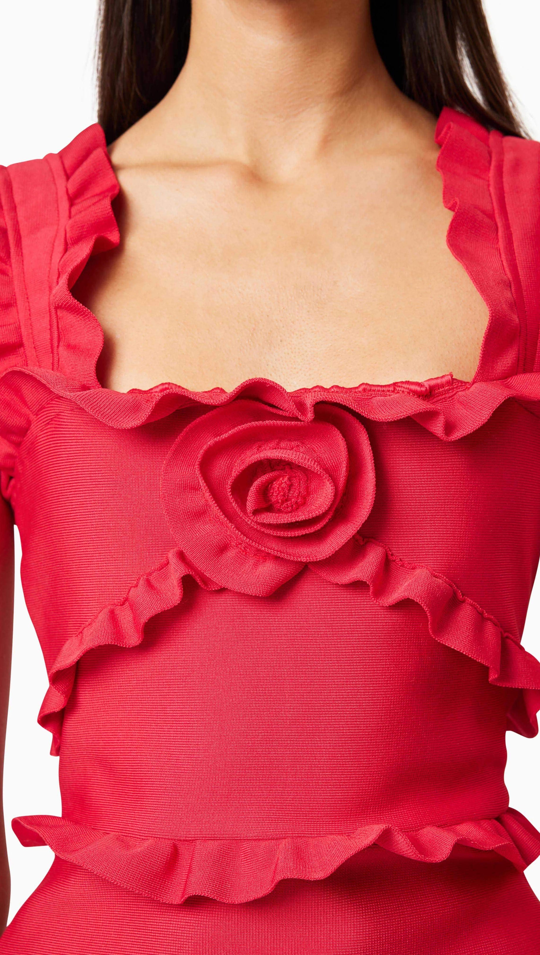 Josephine – Maxikleid mit Rüschen in Rot