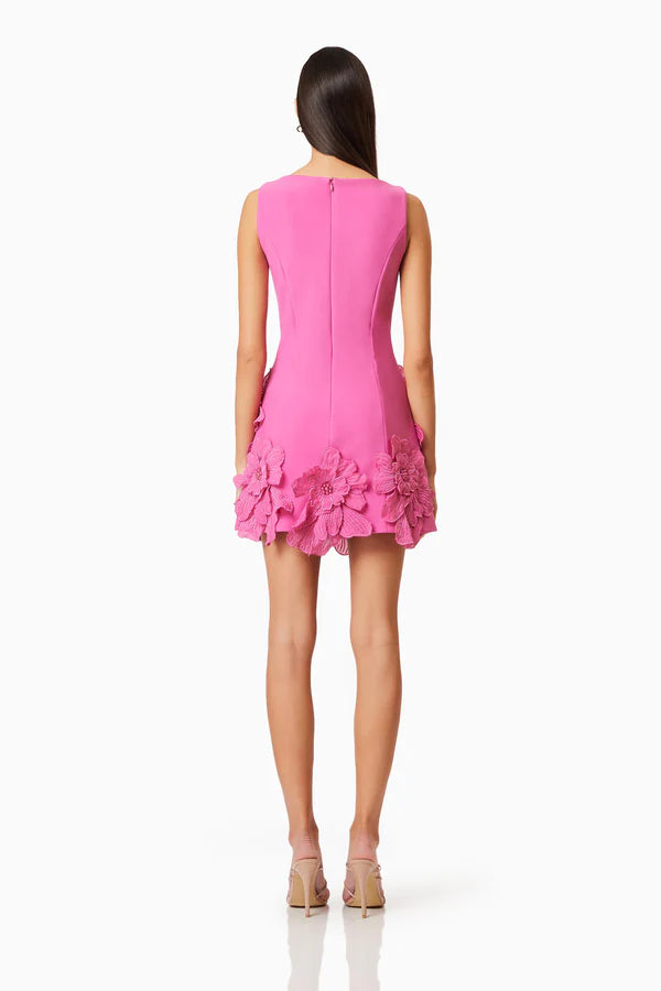 AIIZIE DAIVA FLOWER EMBELLISHED MINI DRESS IN PINK - product image