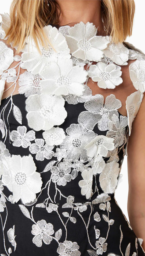 SELENE COCKTAIL MIDI DRESS IN BLACK