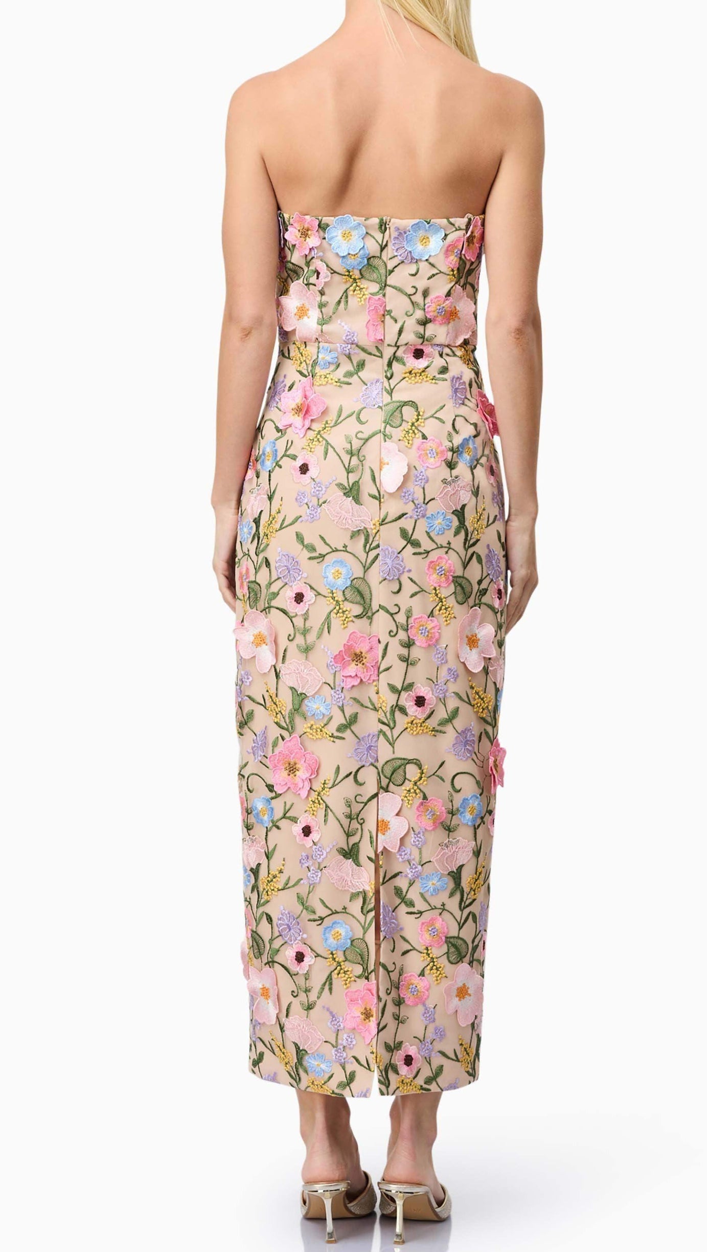 HELENA STRAPLESS MIDI DRESS IN FLORAL