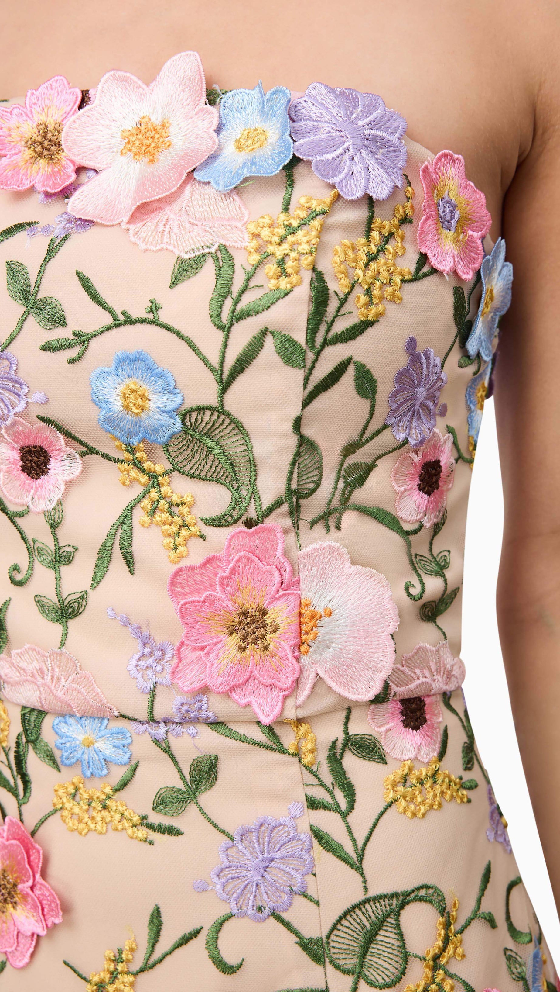 HELENA STRAPLESS MIDI DRESS IN FLORAL