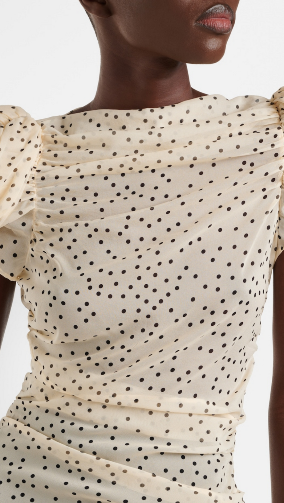 EADLLA RUCHED POLKA DOT MINI DRESS