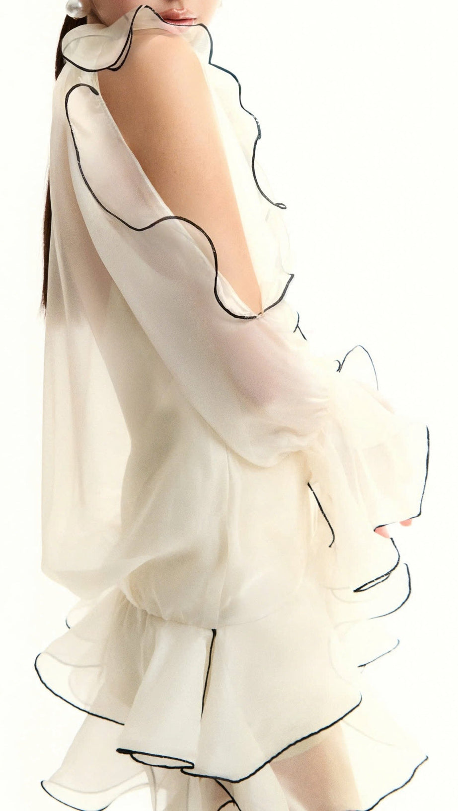 EAVAN RUFFLE FLORAL MINI DRESS