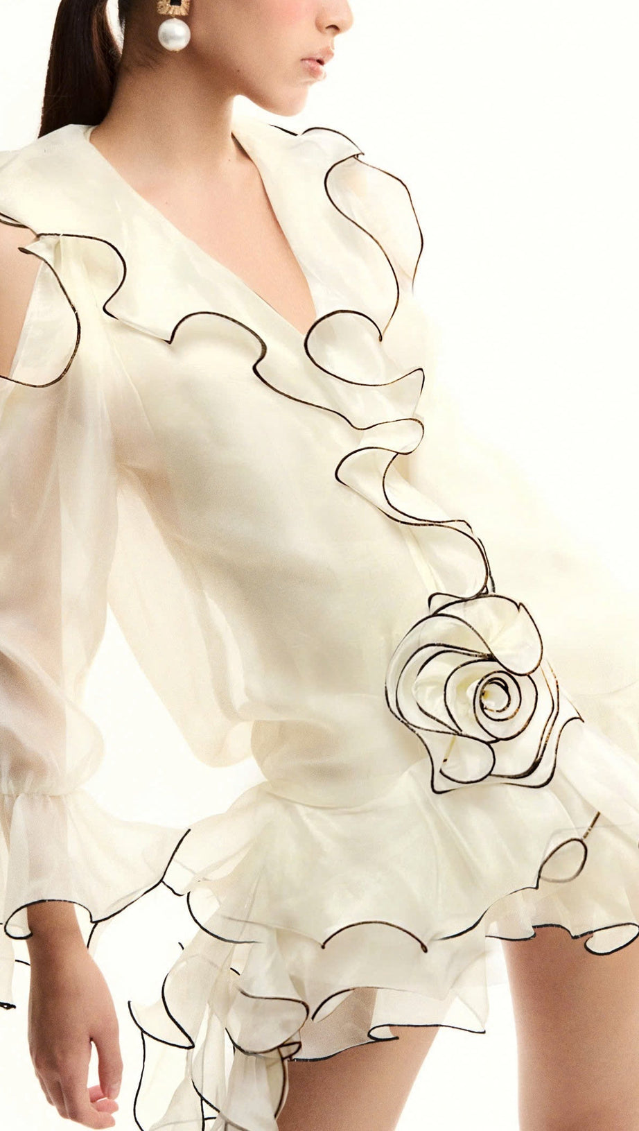 EAVAN RUFFLE FLORAL MINI DRESS