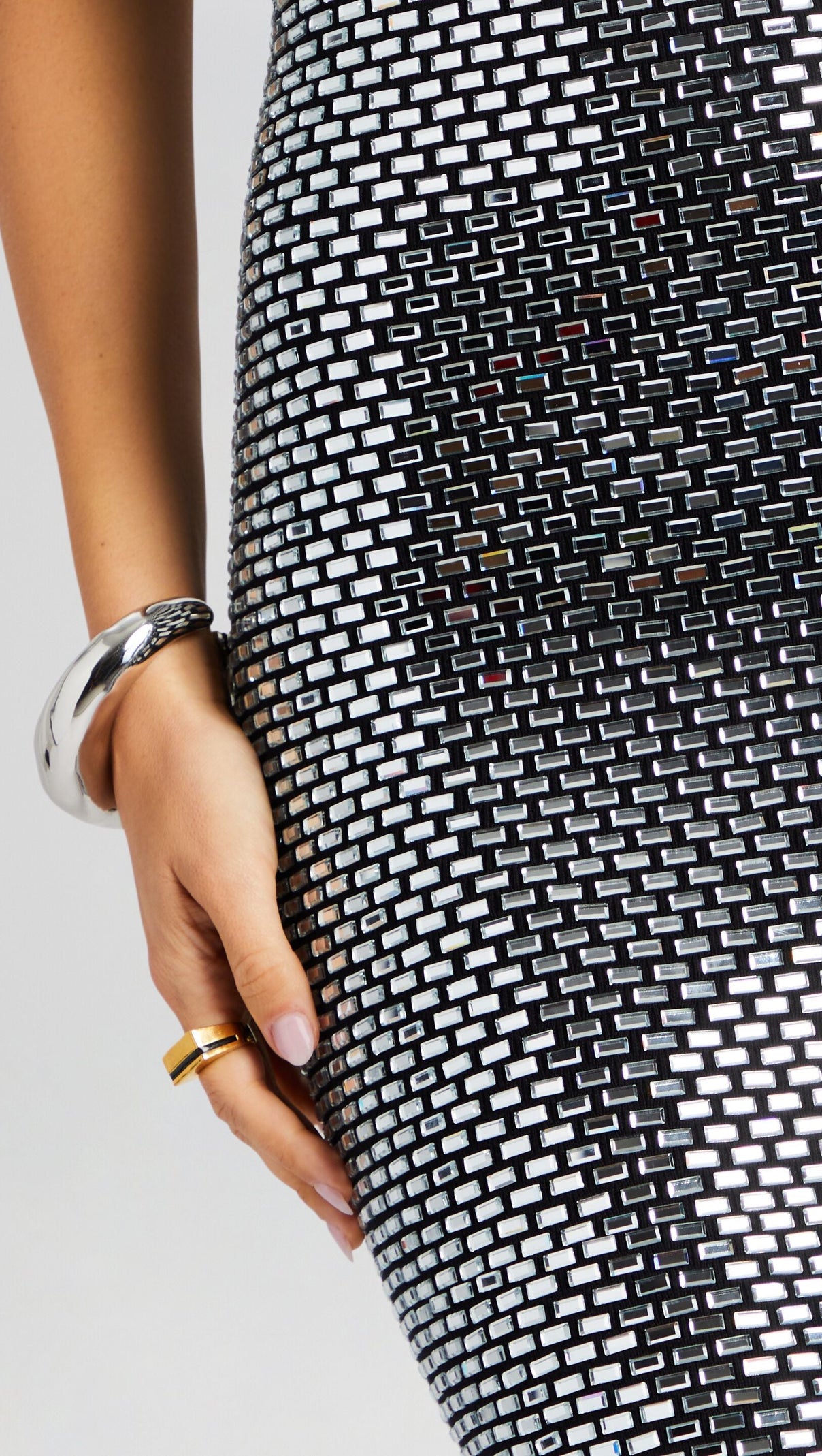AIIZIE KYREE EMBELLISHED KNIT MIDI DRESS IN BLACK - product image