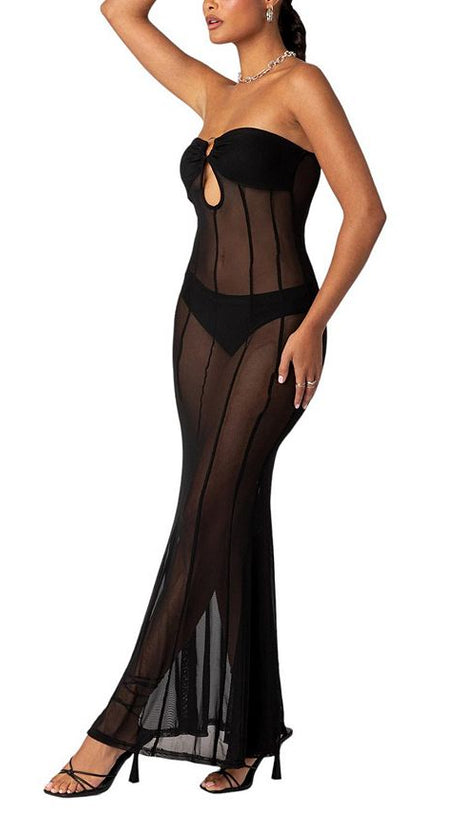 ABITO LUNGO IN RETE TRASPARENTE MAISY