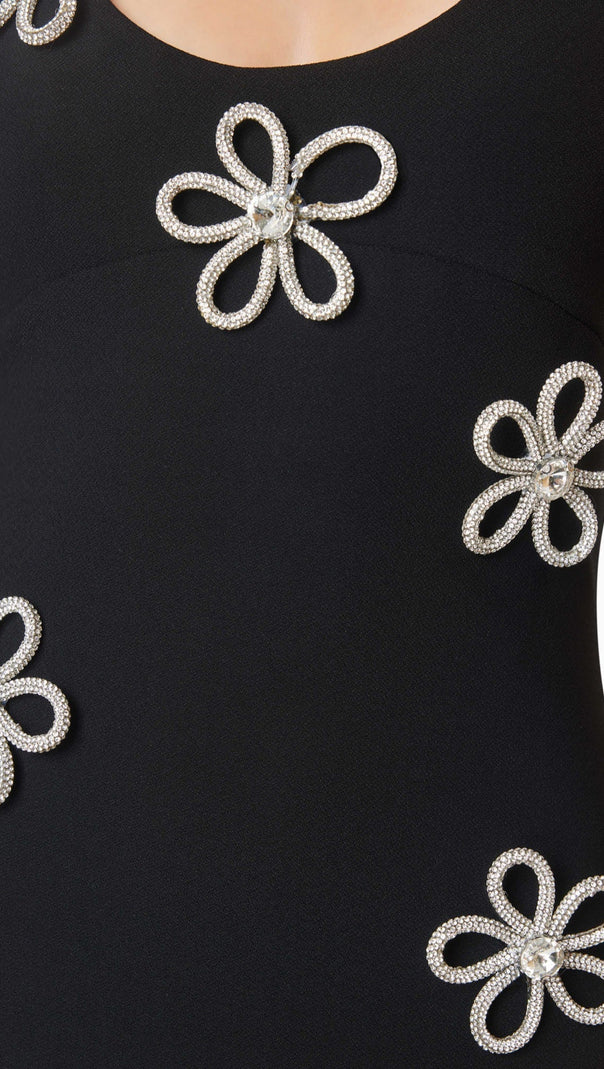 AIIZIE EDMARK FLOWER CRYSTAL EMBELLISHED MIDI BANDAGE DRESS - product image