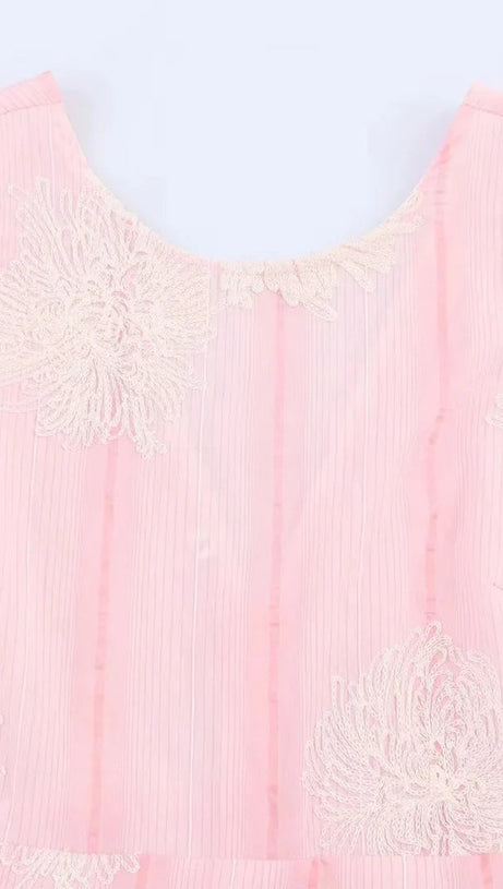 CROCHET SLEEVELESS BACKLESS MAXI DRESS IN PINK