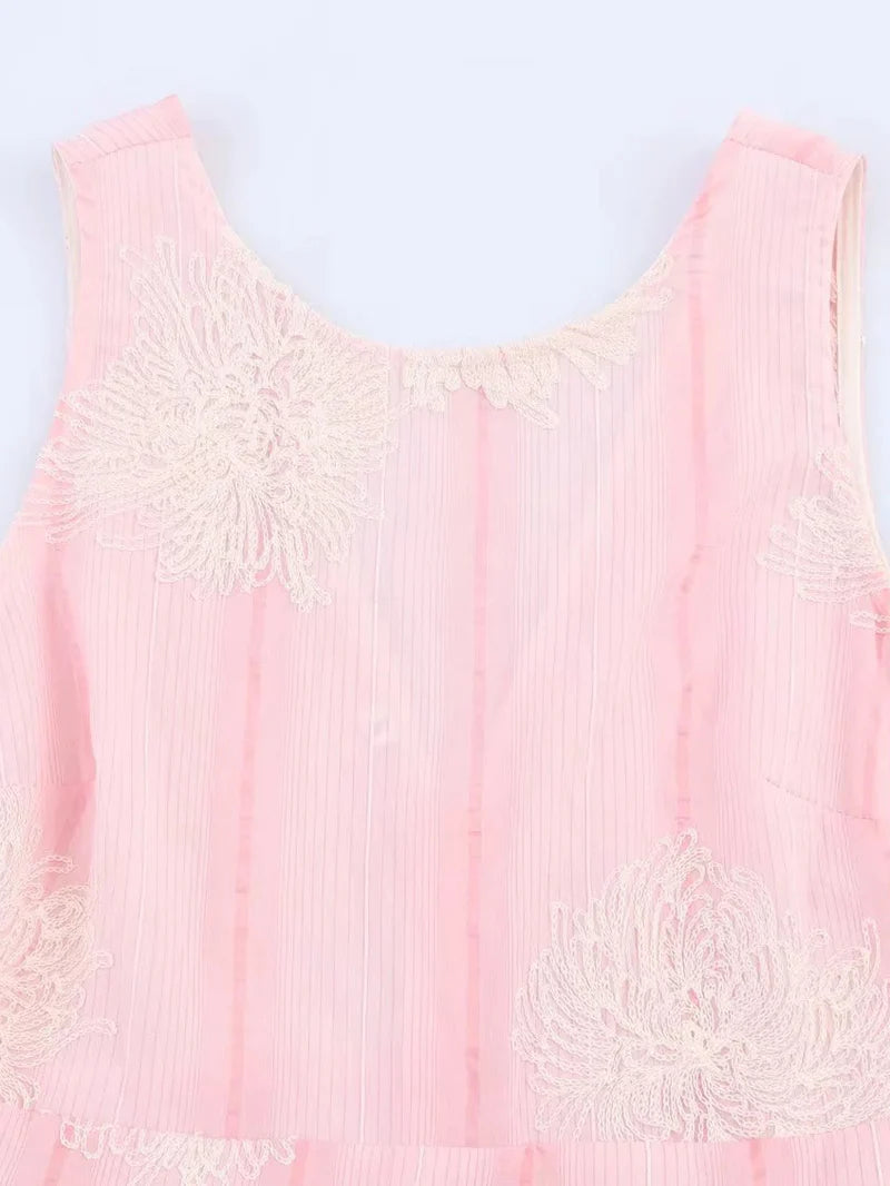 AIIZIE CROCHET SLEEVELESS BACKLESS MAXI DRESS IN PINK - product image