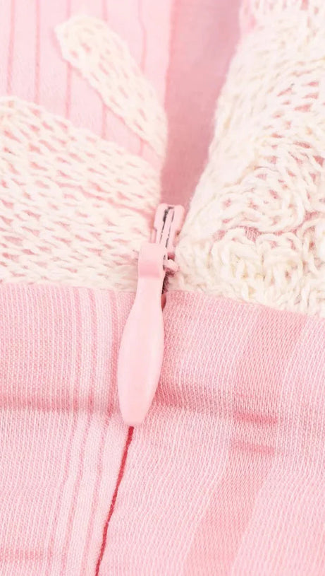 CROCHET SLEEVELESS BACKLESS MAXI DRESS IN PINK