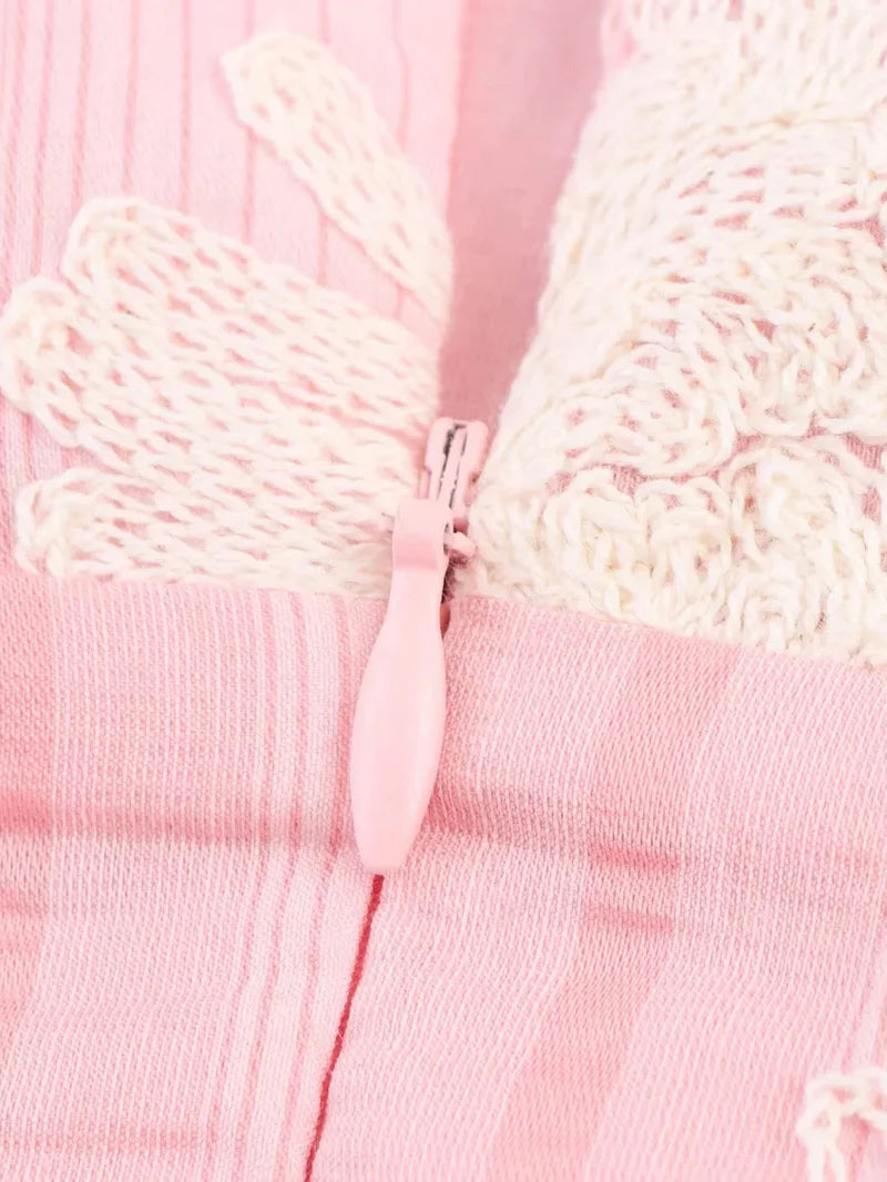 AIIZIE CROCHET SLEEVELESS BACKLESS MAXI DRESS IN PINK - product image