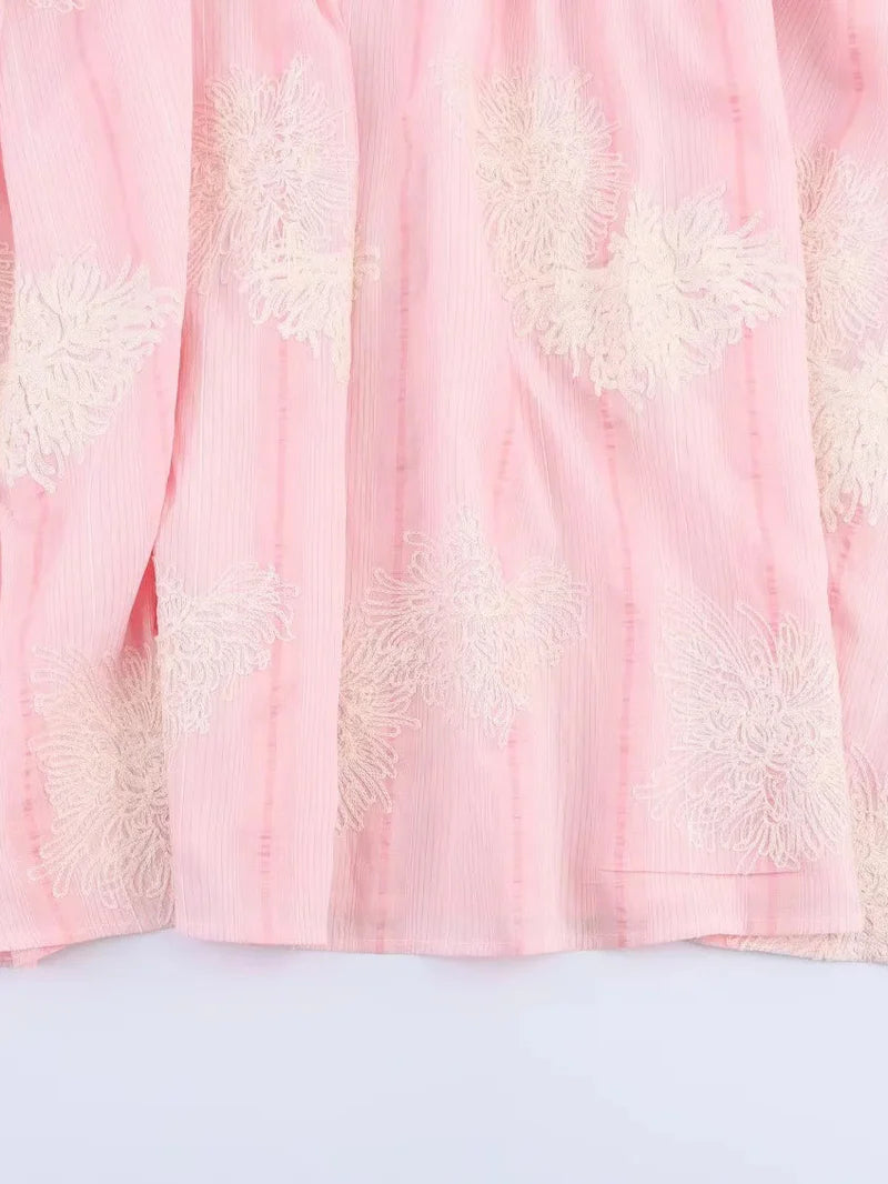 AIIZIE CROCHET SLEEVELESS BACKLESS MAXI DRESS IN PINK - product image