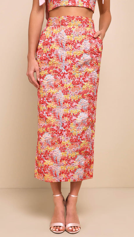 PINK MULTI METALLIC TIE-STRAP TWO-PIECE MIDI DRESS