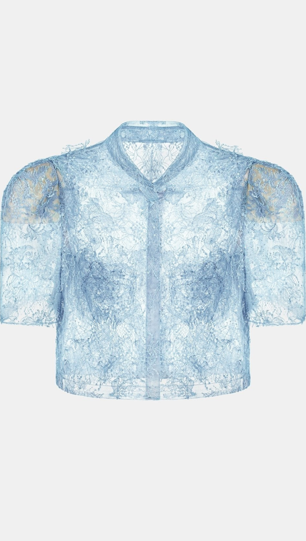 AIIZIE Elsea Lace Top & Mini Skirt Set - Blue - product image