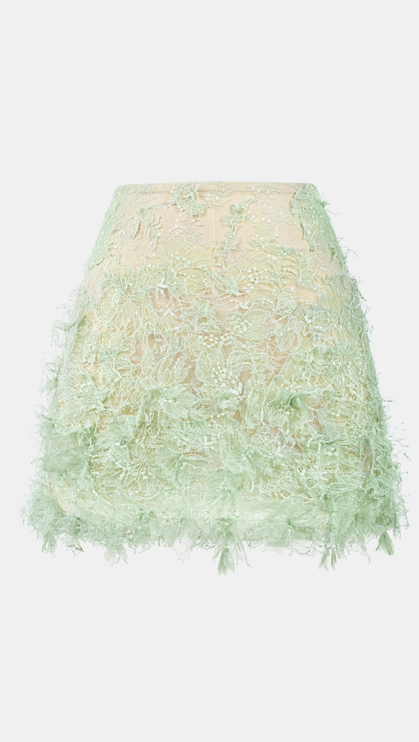 AIIZIE Elsea Lace Top & Mini Skirt Set - Green - product image