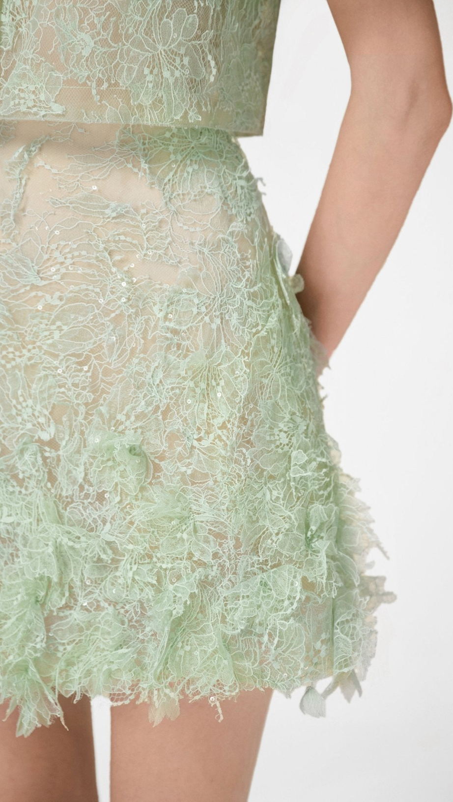 Elsea Lace Top & Mini Skirt Set - Green