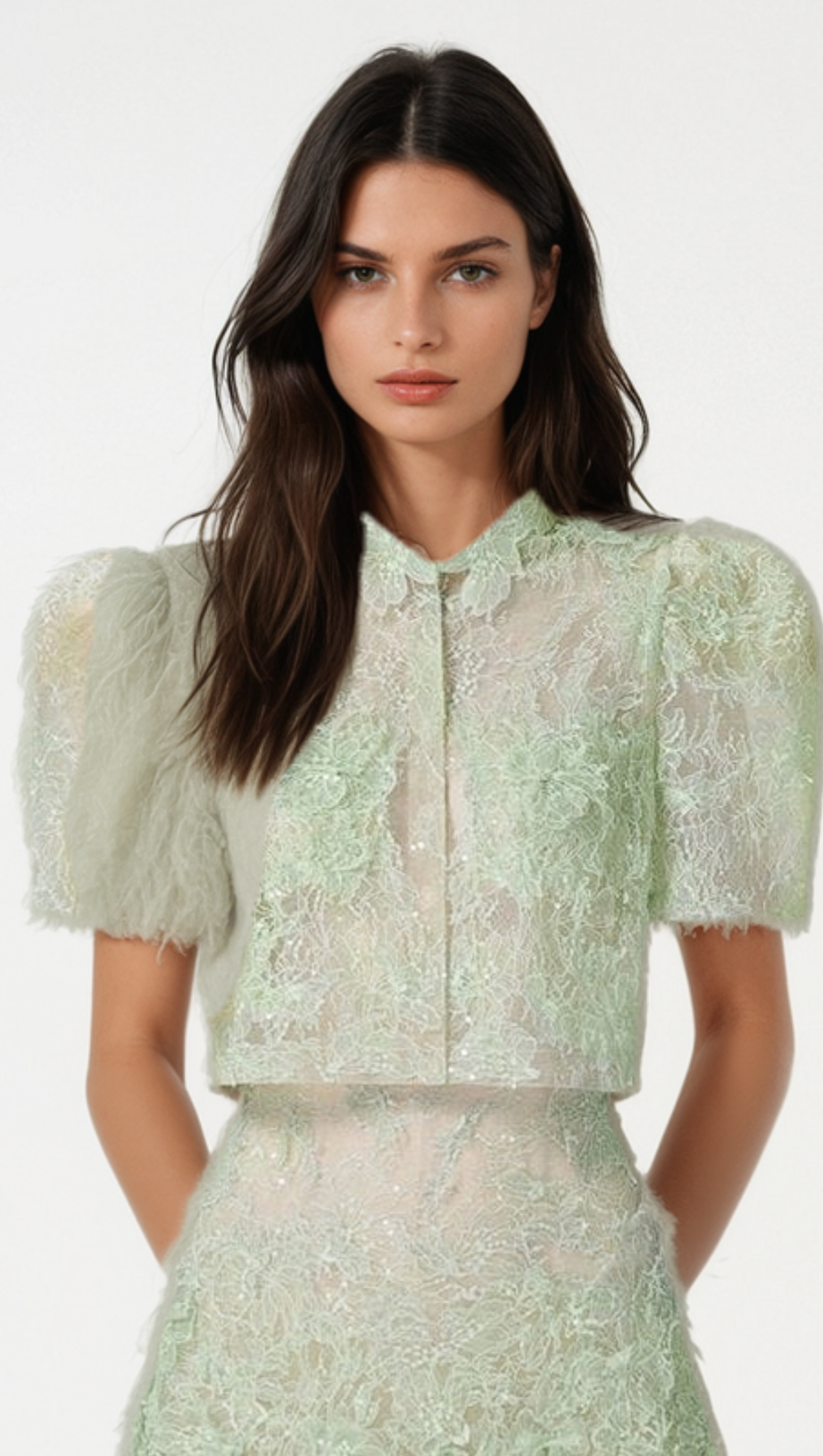 Elsea Lace Top & Mini Skirt Set - Green