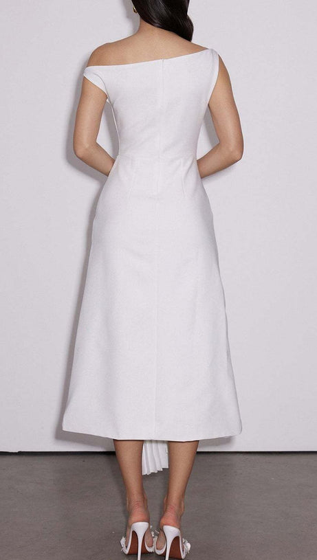Emanuele Asymmetric One Shoulder Ruch Midi Dress