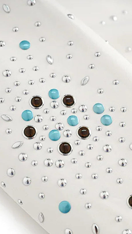 GLADYS WHITE PEAK LAPEL BLAZER WITH BEADINGS