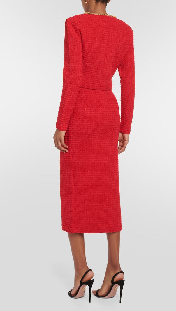 AIIZIE RED KNIT V NECK CARDIGAN - product image