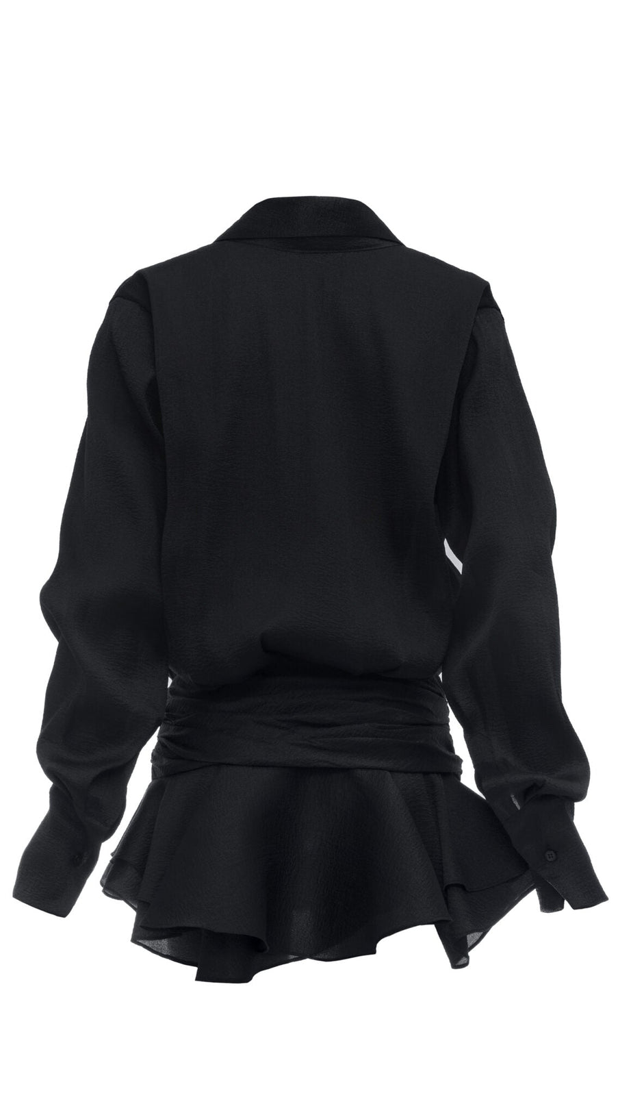 Ember gerafftes Rüschen-Minikleid – Schwarz