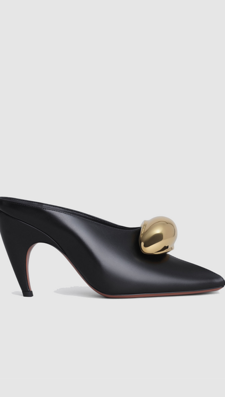 Emerson – Pantoletten aus Leder mit Fischmaul und Metallschnalle