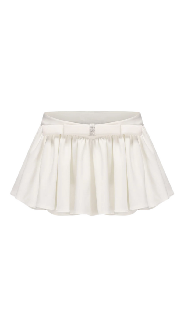 AIIZIE RUCHED CHIFFON RUFFLE TWO PIECE SET - WHITE - product image