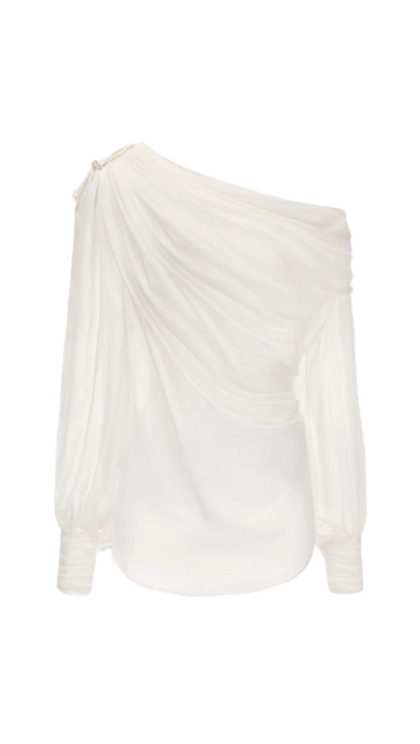 AIIZIE RUCHED CHIFFON RUFFLE TWO PIECE SET - WHITE - product image
