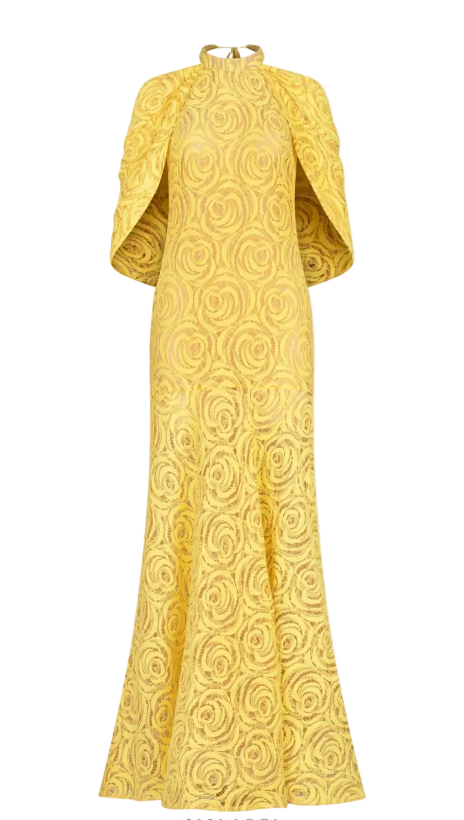 Evangels Floral Jacquard Cape Maxi Dress