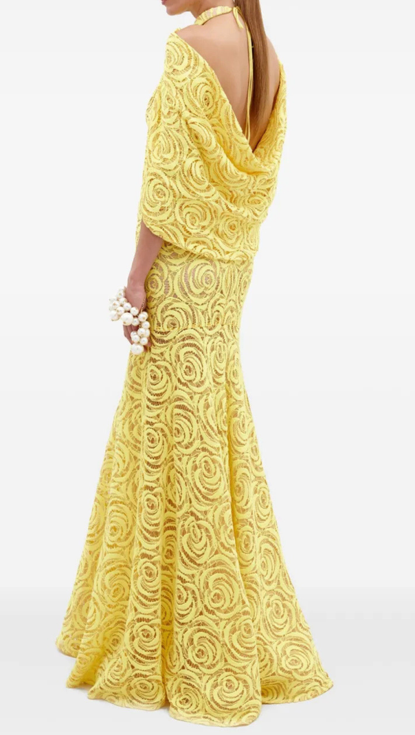 AIIZIE Evangels Floral Jacquard Cape Maxi Dress - product image