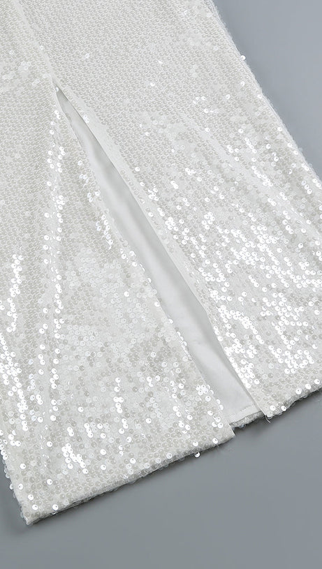 SEQUIN CUT OUT FLOWER MAXI DRESS