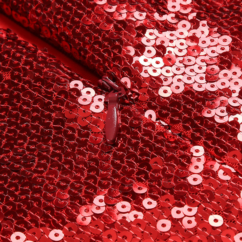ROTES MINIKLEID MIT BLUMEN UND PAILLETTEN 