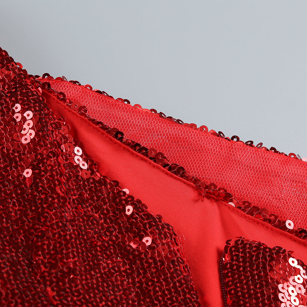 AIIZIE RED FLORAL-EMBELLISHED SEQUINED MINI DRESS - product image